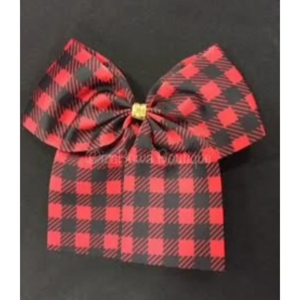 Red and Black Plaid Print Cheer Bow   RBPCH  Handmade